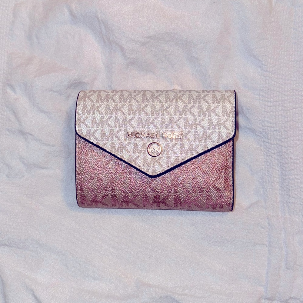 Michael Kors Pink and Cream Wallet with Monogram Design